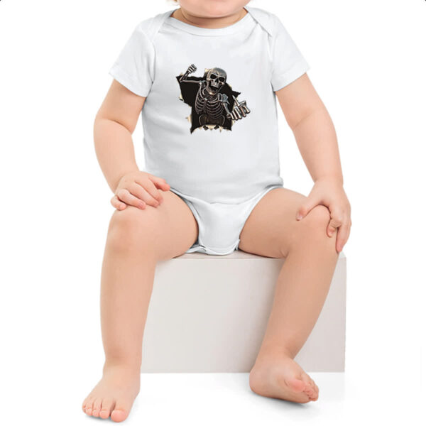 Body infantil Caveira mal educada rasgando camisa - Imagem 2