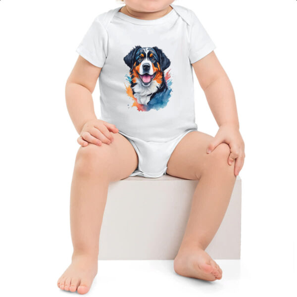 Body infantil Boiadeiro de Berna Watercolor Arte - Imagem 2