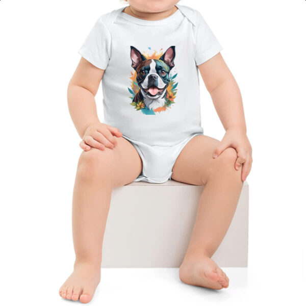 Body infantil Boston Terrier Watercolor Arte - Imagem 2