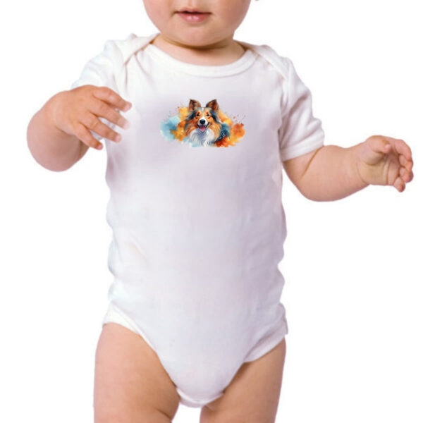 Body infantil Pastor-de-shetland Watercolor Arte - Imagem 3
