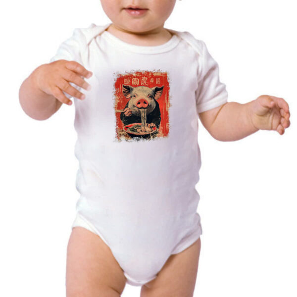 Body infantil Porco comendo Lamen - Imagem 3