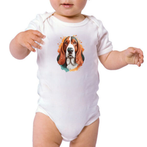 Body infantil Basset Hound Watercolor Arte - Imagem 3