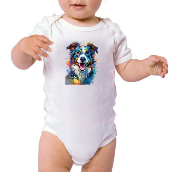 Body infantil Border Collie Watercolor Arte - Imagem 3