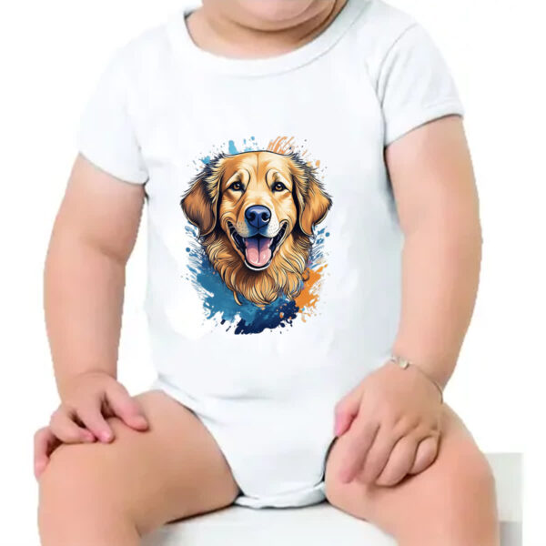 Body infantil Golden Retriever Watercolor Arte - Imagem 4
