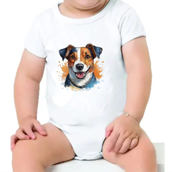 Body infantil Jack Russell Terrier Watercolor Arte - Imagem 4