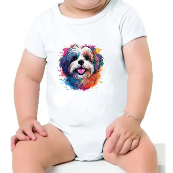 Body infantil Lhasa apso Watercolor Arte - Imagem 4