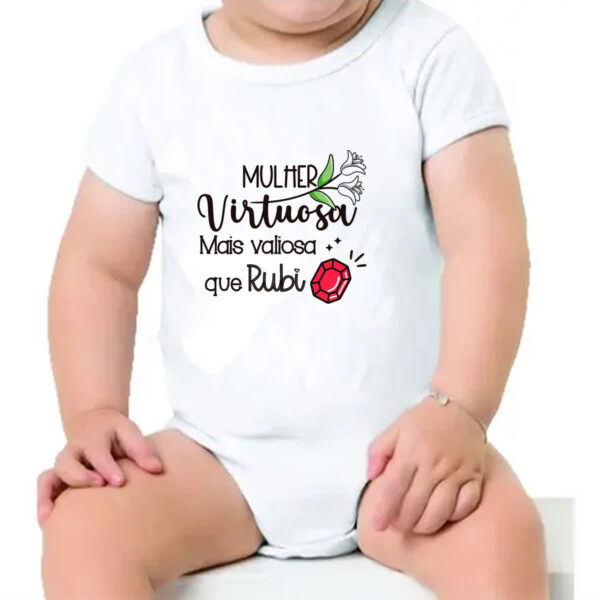Body infantil Mulher virtuosa mais valiosa que rubi - Imagem 4