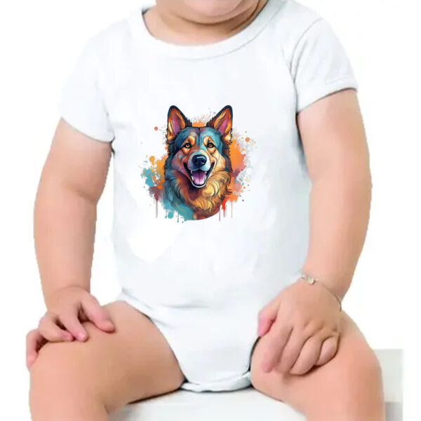 Body infantil Pastor alemao Watercolor Arte - Imagem 4