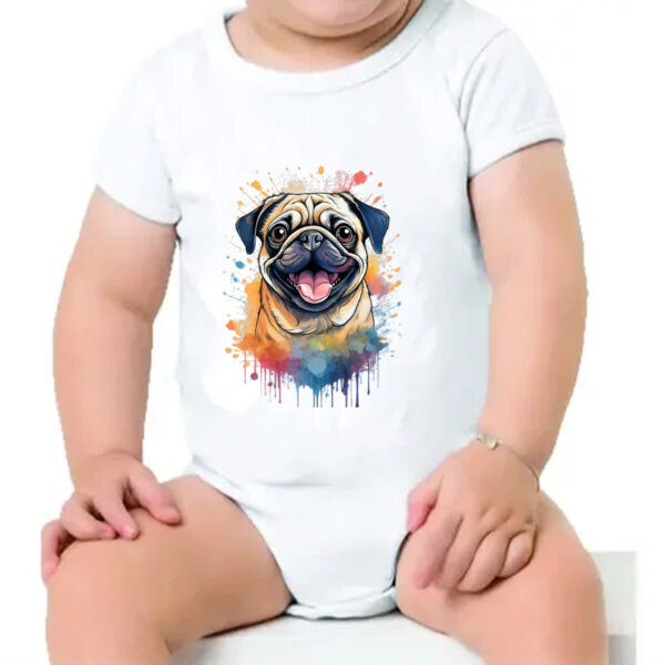 Body infantil Pug Watercolor Arte - Imagem 4