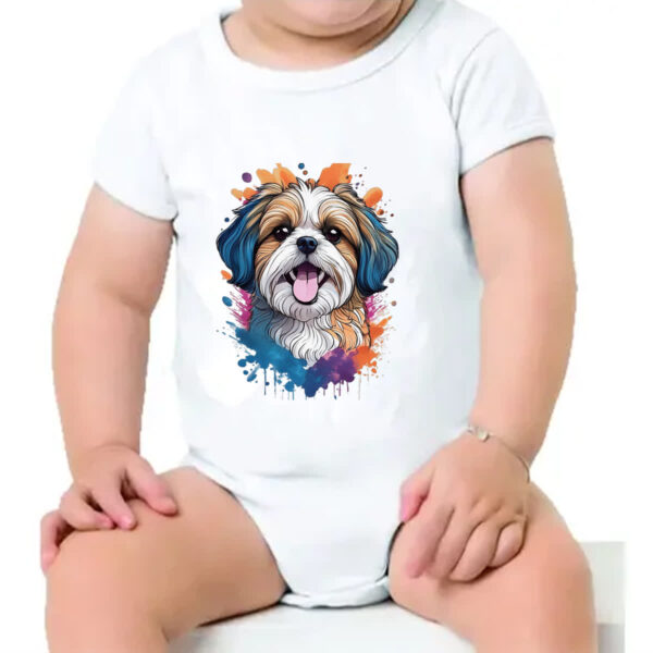 Body infantil Shih Tzu Watercolor Arte - Imagem 4