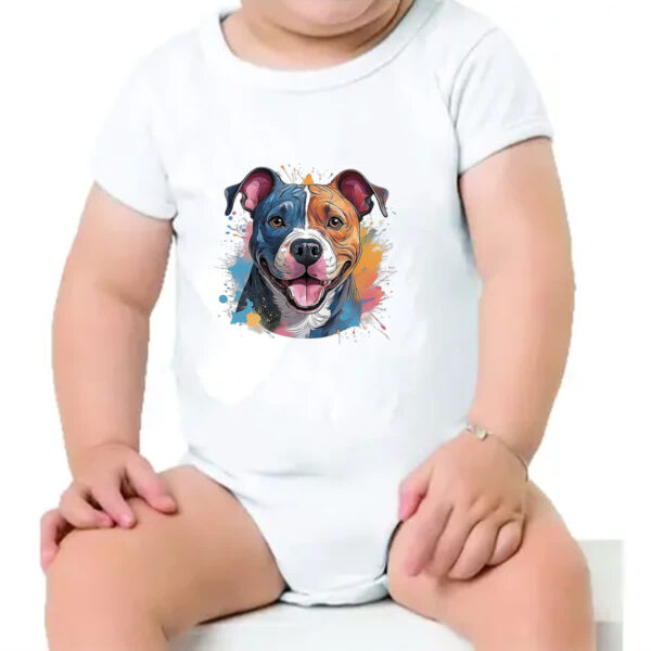 Body infantil Staffordshire bull terrier Watercolor Arte - Imagem 4