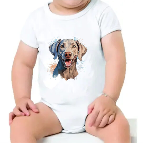 Body infantil Weimaraner Watercolor Arte - Imagem 4
