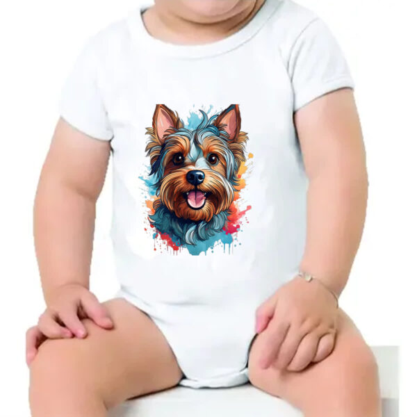 Body infantil Yorkshire Terrier Watercolor Arte - Imagem 4