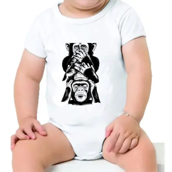 Body infantil 3 macacos sabios chinpanzes - Imagem 4