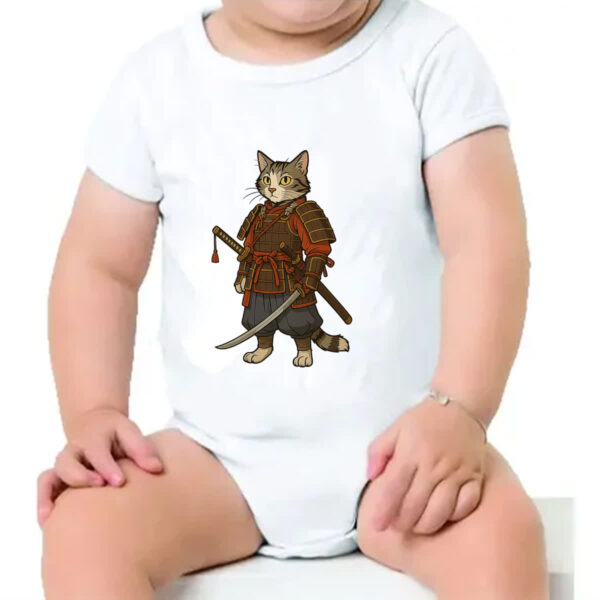Body infantil Gato Samurai Cartoon Art - Imagem 4