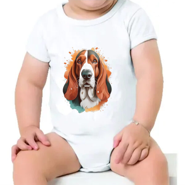 Body infantil Basset Hound Watercolor Arte - Imagem 4