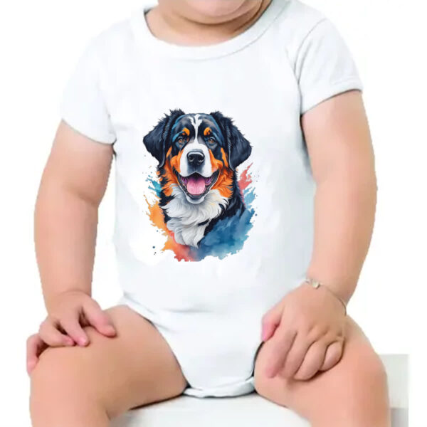 Body infantil Boiadeiro de Berna Watercolor Arte - Imagem 4