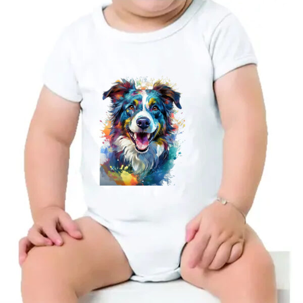 Body infantil Border Collie Watercolor Arte - Imagem 4