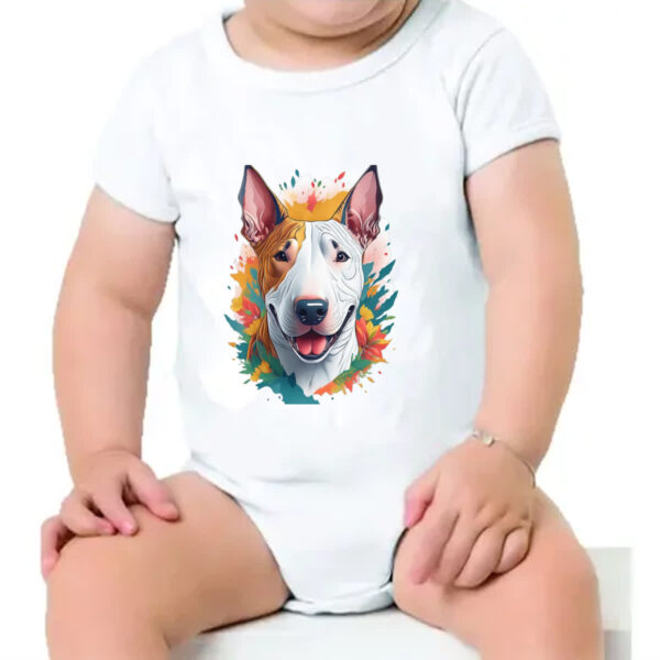 Body infantil Bull Terrier Watercolor Arte - Imagem 4