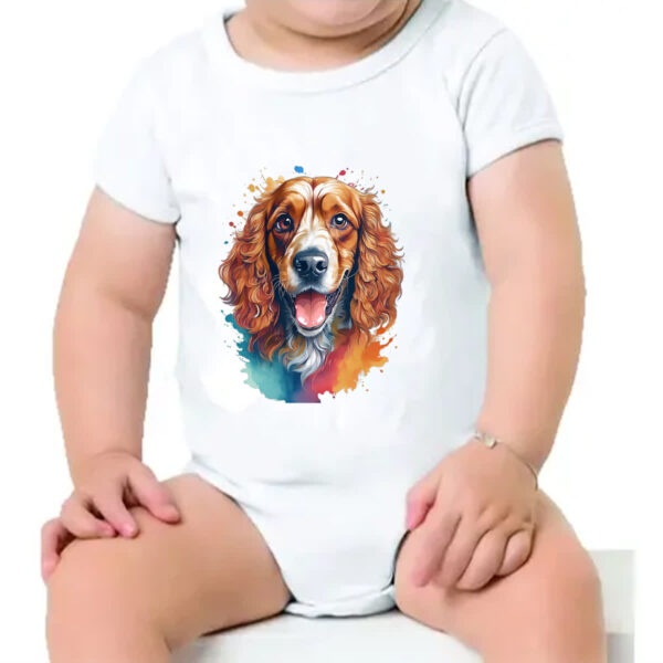 Body infantil Cocker spaniel ingles Watercolor Arte - Imagem 4