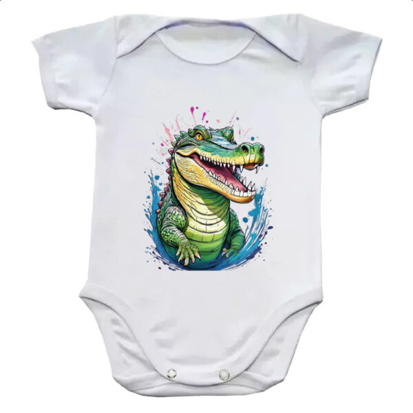 Body infantil Crocodilo Watercolor Arte