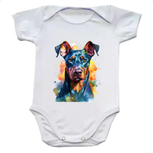 Body infantil Doberman Watercolor Arte