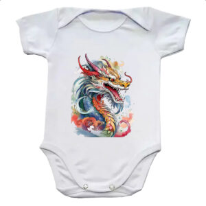 Body infantil Dragao chines Watercolor Arte