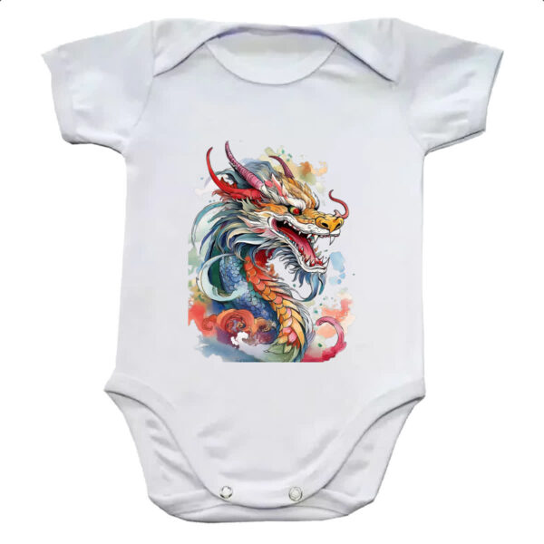 Body infantil Dragao chines Watercolor Arte