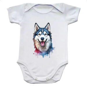 Body infantil Husk Siberiano Watercolor Arte