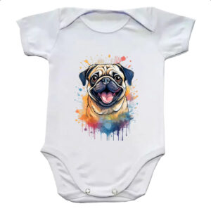 Body infantil Pug Watercolor Arte