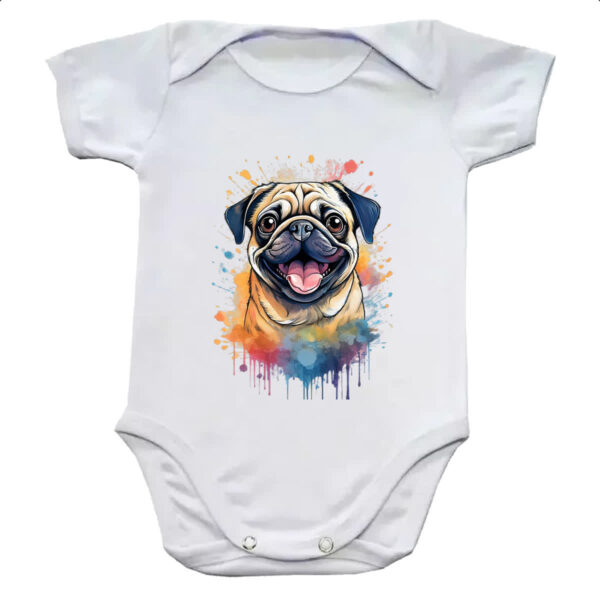 Body infantil Pug Watercolor Arte