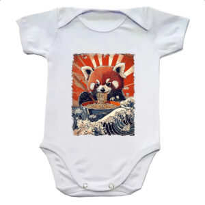 Body infantil Panda vermelho comendo Lamen