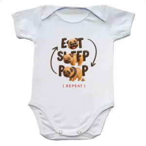 Body infantil Pug e o seu ciclo
