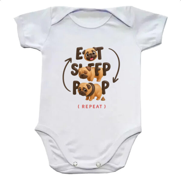 Body infantil Pug e o seu ciclo