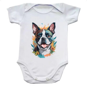 Body infantil Boston Terrier Watercolor Arte