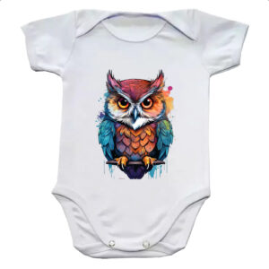 Body infantil Coruja Watercolor Arte