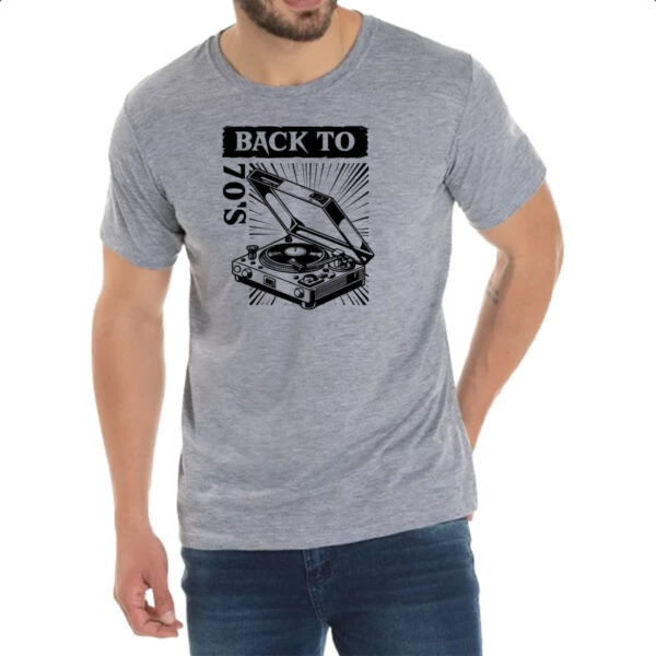 Camiseta Cinza Back to anos 70 vitrola - Imagem 2