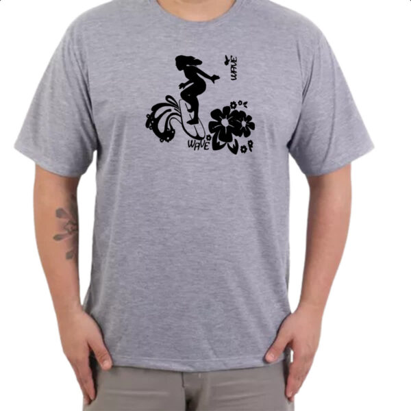Camiseta Cinza Surf Wave Girl - Imagem 3