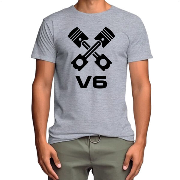 Camiseta Cinza Carro V6 Pistao - Imagem 4