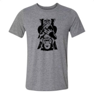 Camiseta Cinza 3 macacos sabios chinpanzes