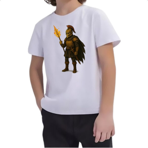 Camiseta Infanto Juvenil Caveira guerreira medieval - Imagem 2