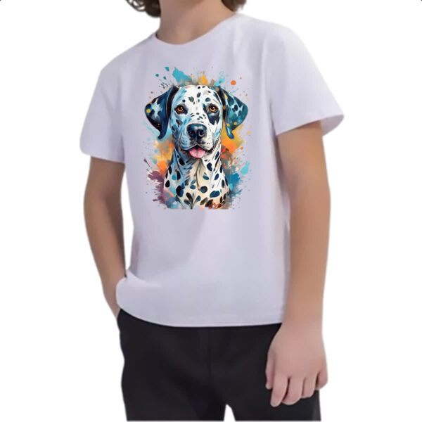 Camiseta Infanto Juvenil Dalmata Watercolor Arte - Imagem 2