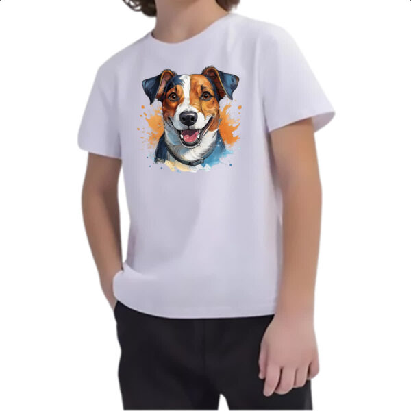 Camiseta Infanto Juvenil Jack Russell Terrier Watercolor Arte - Imagem 2