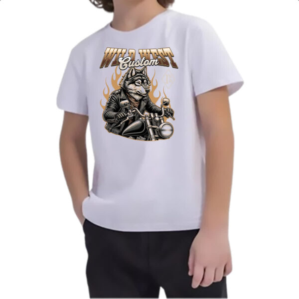 Camiseta Infanto Juvenil Lobo Wild West Custom - Imagem 2