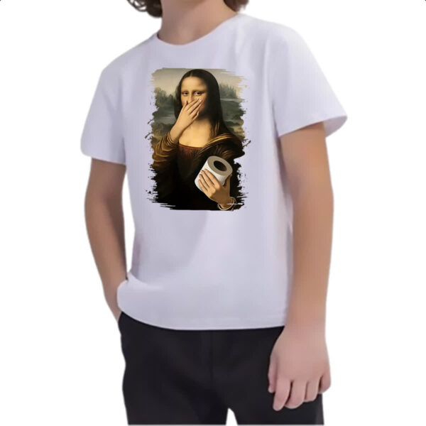 Camiseta Infanto Juvenil Mona Lisa que fedo - Imagem 2