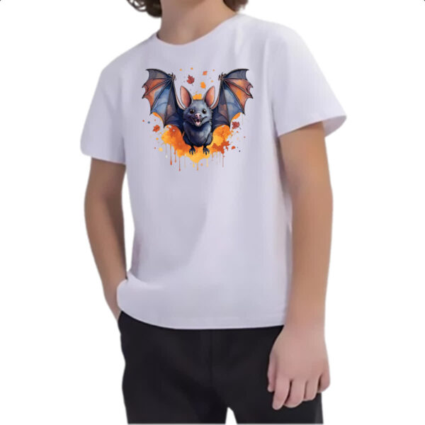 Camiseta Infanto Juvenil Morcego Watercolor Arte - Imagem 2