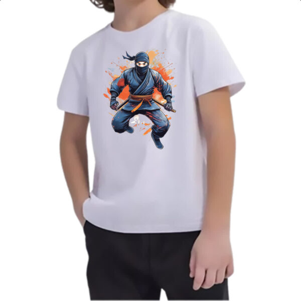 Camiseta Infanto Juvenil Ninja Watercolor Arte - Imagem 2