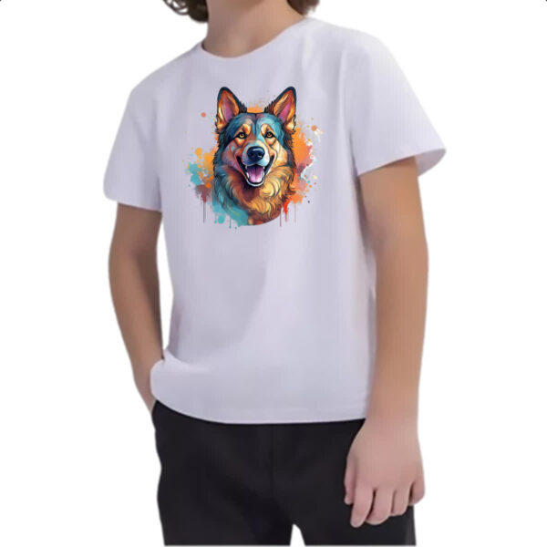 Camiseta Infanto Juvenil Pastor alemao Watercolor Arte - Imagem 2