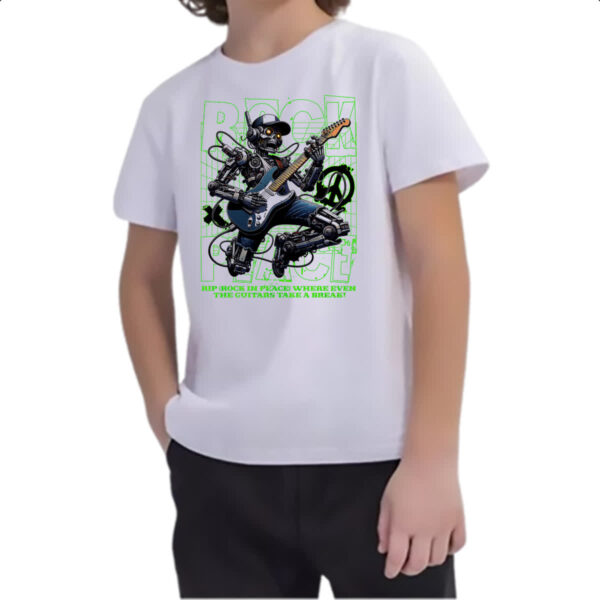 Camiseta Infanto Juvenil Skull Robot Rock - Imagem 2