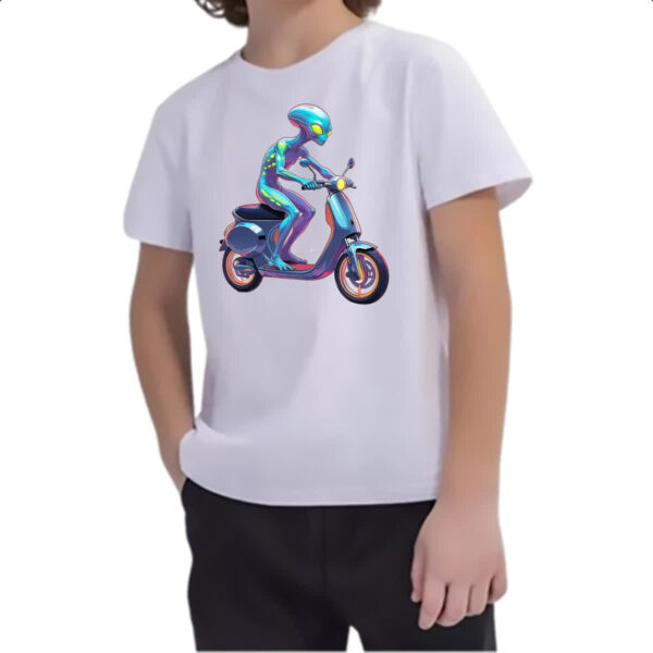 Camiseta Infanto Juvenil ET andando de moto - Imagem 2
